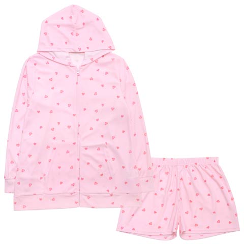 4/27新作!パステルキュートパーカー&ショートパンツルームウェア(ピンク-ML)