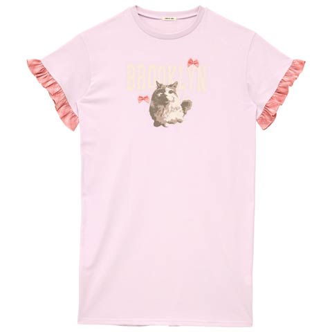 4/29新作!アニマルプリントチェックフリルワンピースルームウェア(ラベンダー-M)