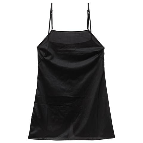 11/13再販!ワンカラーシアーフレアキャミスリップ(ブラック-M)