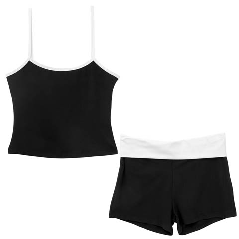 バイカラースポーティキャミソール&ショートパンツ［12H限定1］(ブラック-フリー)