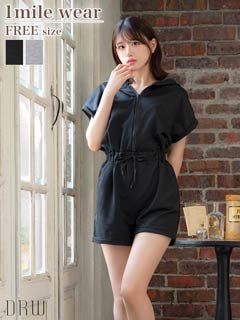 スウェットパーカーショートパンツオールインワン