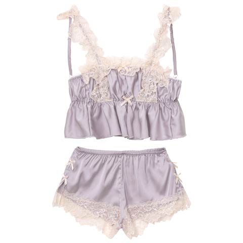 スウィートフリルレーシィトップス&ショートパンツルームウェア(ラベンダー-フリー)
