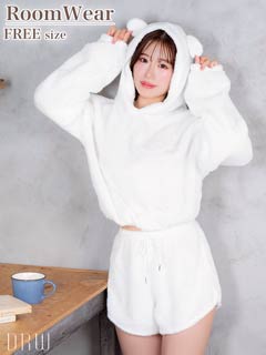 10/31新作!クマ耳モコモコフーディートップス&ショートパンツルームウェア