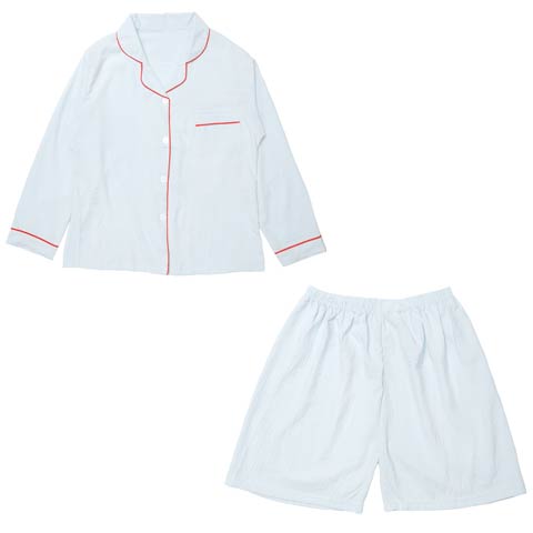 10/20新作!バイカラーパイピングシャツトップス&ショートパンツルームウェア(サックス-フリー)
