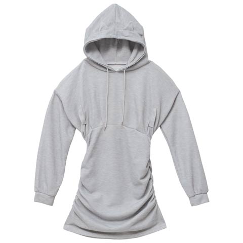 ネコ耳フードパーカーワンピースルームウェア(グレー-フリー)