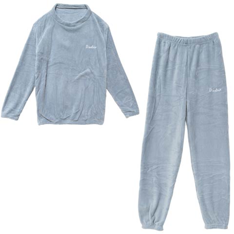 12/26新作!もこもこロゴ刺繍トップス&ロングパンツルームウェア(ブルー-フリー)