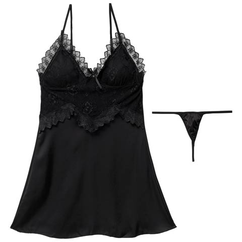 3/4新作!ミッドナイトグレースレーシィベビードール(ブラック-フリー)