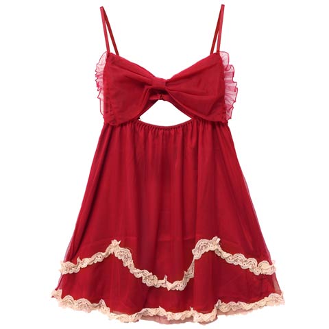 12/22新作!プリティbigリボンベビードール(レッド-M)