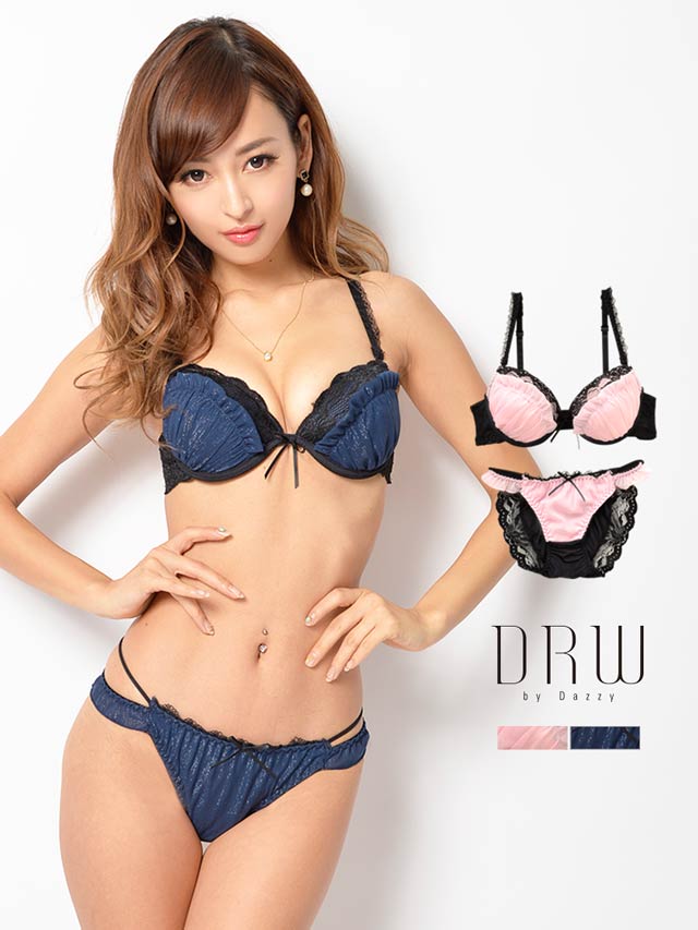 ラメ入りシフォン×レースブラジャー&ショーツ/CUTE