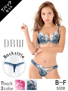 【Doux rellia】エレガンスROSE刺繍ブラジャー&アシメTバックショーツ