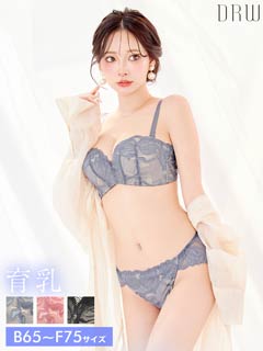 10/19再販!ブリリアントヌーディレース育乳脇高ブラジャー&バック透けフルバックショーツ