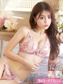 カシュクール水彩アートフラワー育乳脇高ブラジャー&フルバックショーツ［大人気］［只今人気］