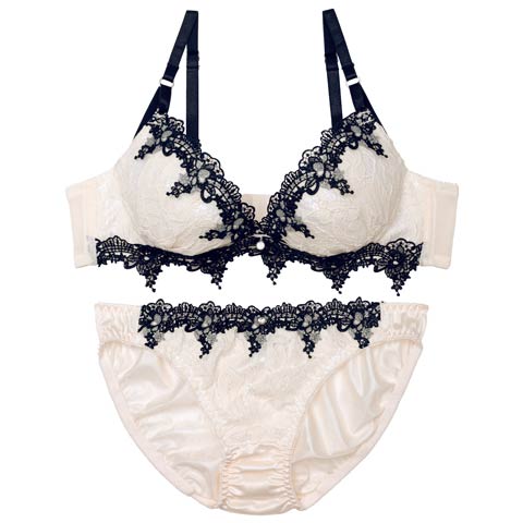 ケミカルダマスクアーチブラジャー&フルバックショーツ(アイボリー-A70/ショーツM)