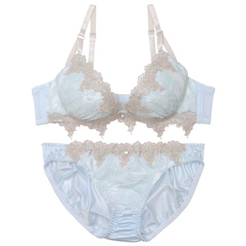 ケミカルダマスクアーチブラジャー&フルバックショーツ(サックス-A70/ショーツM)