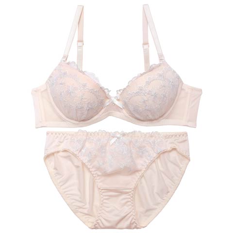 3/3新作!プティフルーロンアーチブラジャー&フルバックショーツ［激売れ］(ピンク-B65/ショーツM)