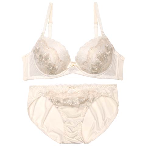 フェアリーラメブルームブラジャー&フルバックショーツ［激売れ］(シャンパンゴールド-B65/ショーツM)