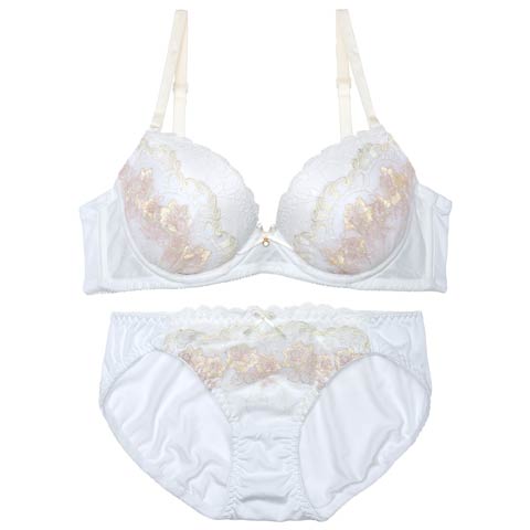 フェアリーラメブルームブラジャー&フルバックショーツ［激売れ］(サックス-B65/ショーツM)