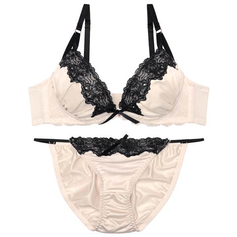 ラグジュアリーグロウサテンブラジャー&フルバックショーツ［大人気］［12H限定2］(シャンパンゴールド-A70/ショーツM)