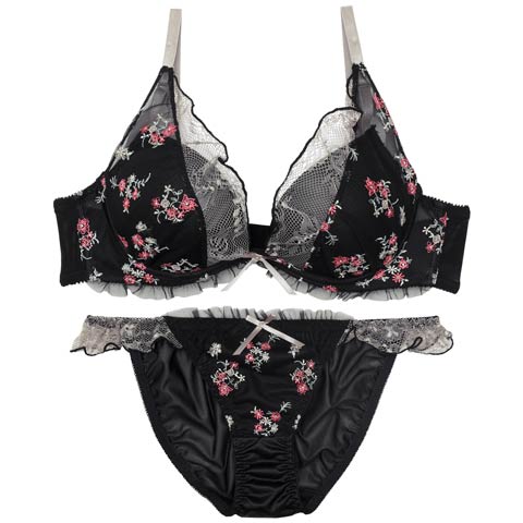 フローラルガーリーフリルブラジャー&フルバックショーツ