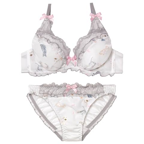 ファンシーフリルキャットブラジャー&フルバックショーツ［大人気］［44］(オフホワイト-A70/ショーツM)