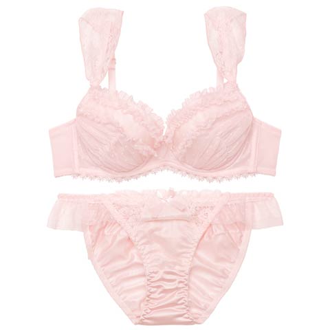 4/10新作!ロマンティックドットチュールブラジャーフルバックショーツ［大人気］(ピンク-A70/ショーツM)