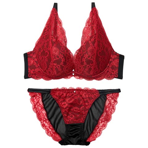 11/14新作!【三上悠亜着用】ヴィーナスノエルレーシィブラジャー&フルバックショーツ［激売れ］(ワインレッド-A70/ショーツM)