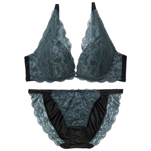 11/14新作!【三上悠亜着用】ヴィーナスノエルレーシィブラジャー&フルバックショーツ［激売れ］(グリーン-A70/ショーツM)