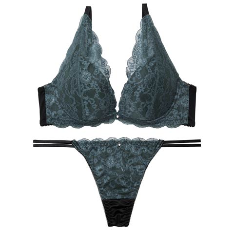 11/14新作!【三上悠亜着用】ヴィーナスノエルレーシィブラジャー&Tバックショーツ［激売れ］(グリーン-A70/ショーツM)