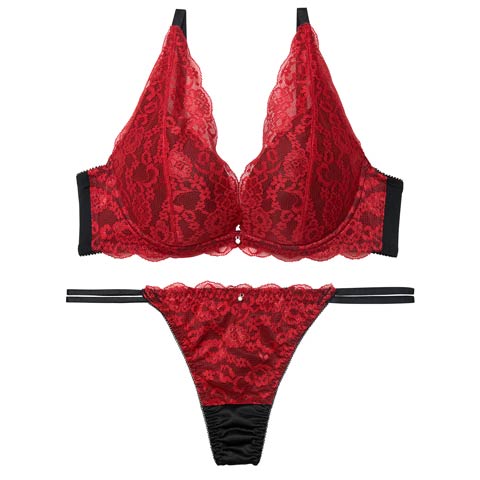 11/14新作!【三上悠亜着用】【EFサイズ】ヴィーナスノエルレーシィブラジャー&Tバックショーツ［大人気］(ワインレッド-E65/ショーツM)