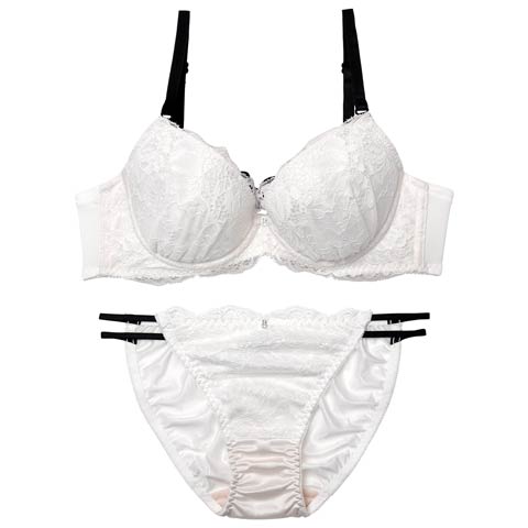1/30新作!【EFサイズ】ブロッサムレーシィコードブラジャー&フルバックショーツ［大人気］(オフホワイト-E65/ショーツM)