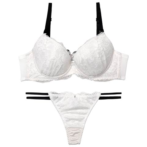 1/30新作!【EFサイズ】ブロッサムレーシィコードブラジャー&Tバックショーツ［大人気］(オフホワイト-E65/ショーツM)