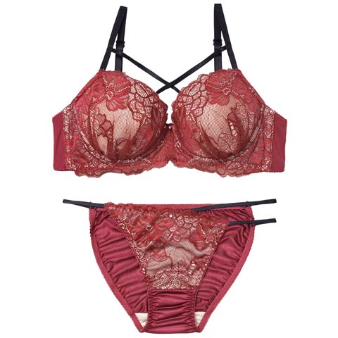 2/16新作!クラッシーレースコードブラジャー&フルバックショーツ［激売れ］(ベリー-A70/ショーツM)