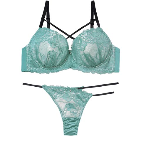 2/16新作!クラッシーレースコードブラジャー&Tバックショーツ［激売れ］(グリーン-A70/ショーツM)
