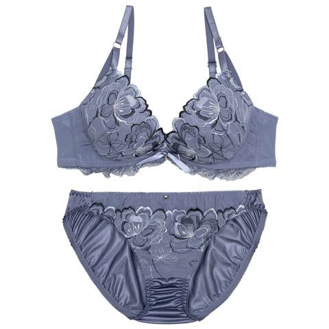 ヴィーナスフルールエンブロイダリーブラジャー&フルバックショーツ［大人気］(ブルー-B65/ショーツM)