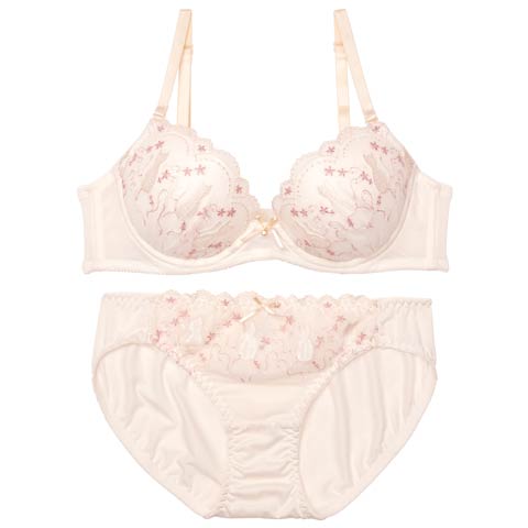 【EFサイズ】フェアリーキャットスカラップブラジャー&フルバックショーツ［大人気］［限定2］(アイボリー-E65/ショーツM)