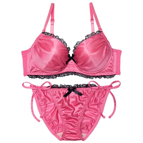 3/2新作!【三上悠亜着用】【EFサイズ】メルティサテンレースブラジャー&サイド紐フルバックショーツ［大人気］(ベリー-E65/ショーツM)