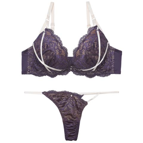 2/20新作!【三上悠亜着用】グラマラスレースコードブラジャー&Tバックショーツ［激売れ］(ネイビー-A70/ショーツM)