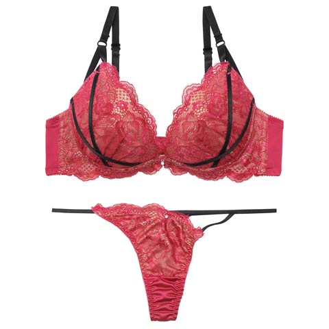 2/20新作!【三上悠亜着用】グラマラスレースコードブラジャー&Tバックショーツ［激売れ］(ローズピンク-A70/ショーツM)