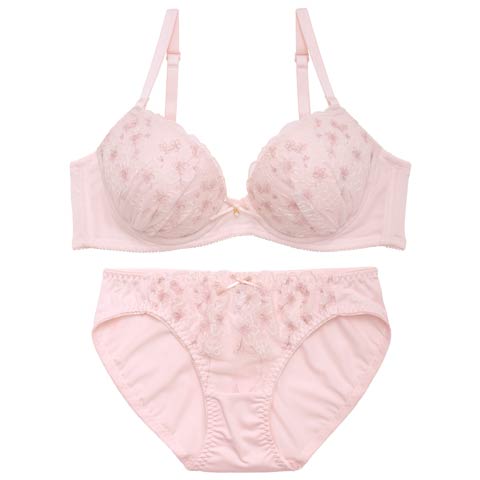3/23新作!スウィートピュアフラワーブラジャー&フルバックショーツ ［激売れ］(ピンク-B65/ショーツM)
