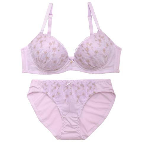 3/23新作!スウィートピュアフラワーブラジャー&フルバックショーツ ［激売れ］(パープル-B65/ショーツM)