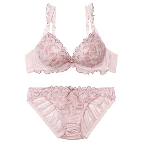 11/12新作!【EFサイズ】ブルームメローフリルブラジャー&フルバックショーツ［大人気］(ピンク-E65/ショーツM)