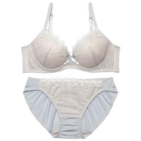 10/8新作!ケミカルダスティレースブラジャー&フルバックショーツ［激売れ］［12H限定2］(サックス-A65/ショーツM)