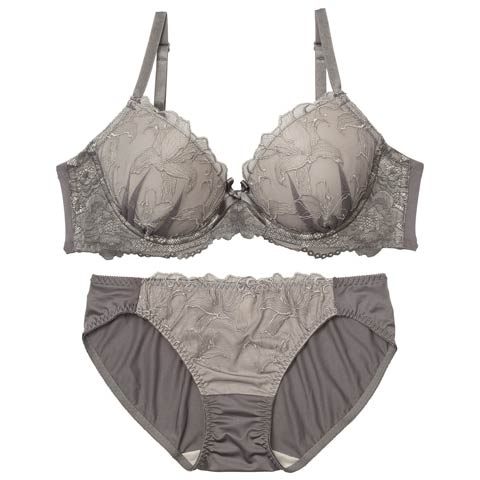10/24新作!クラシックリリーブルームブラジャー&フルバックショーツ［激売れ］(グレー-A65/ショーツM)