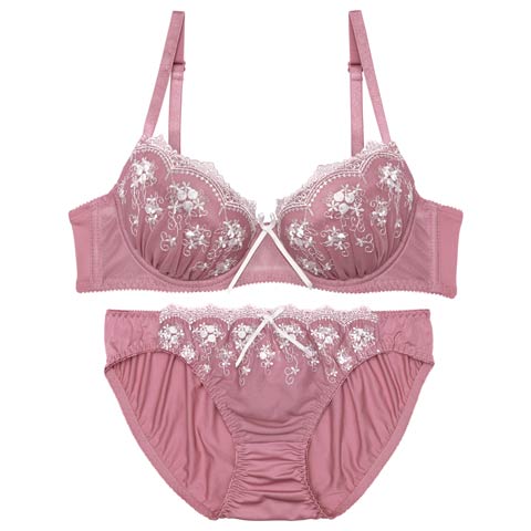 アンティークフラワーアーチブラジャー&フルバックショーツ［激売れ］(ダスティピンク-B65/ショーツM)