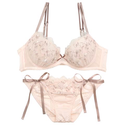 [3way]フェミニンミューズフラワーブラジャー&フルバックショーツ［大人気］［週末セール］(ピンク-A70/ショーツM)