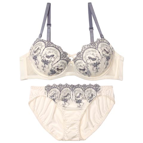 11/1再販!エレガントプリンセスヒールブラジャー&フルバックショーツ［激売れ］(アイボリー-A65/ショーツM)