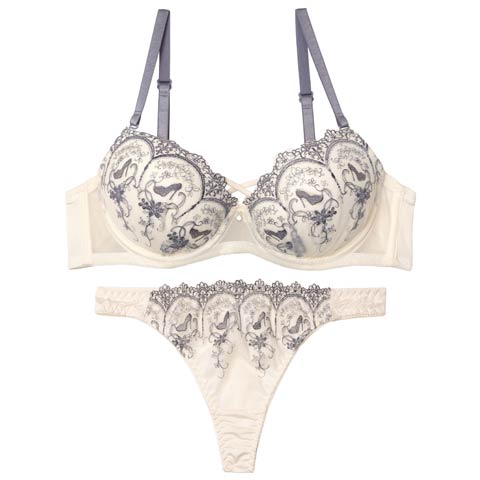 11/1再販!エレガントプリンセスヒールブラジャー&Tバックショーツ［激売れ］(アイボリー-A65/ショーツM)