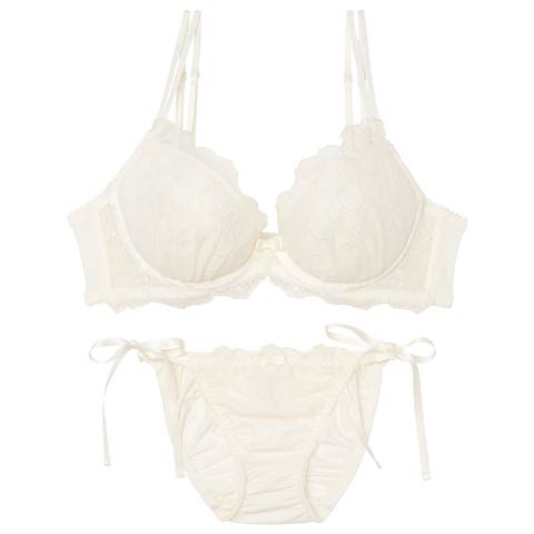 [3way]フェミニンシアーフルールブラジャー&フルバックショーツ