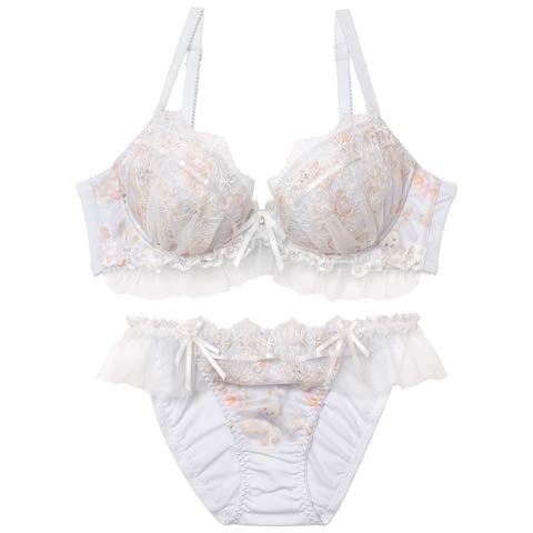 10/1新作!フェアリーテディベアブラジャー&フルバックショーツ［大人気］(サックス-A70/ショーツM)