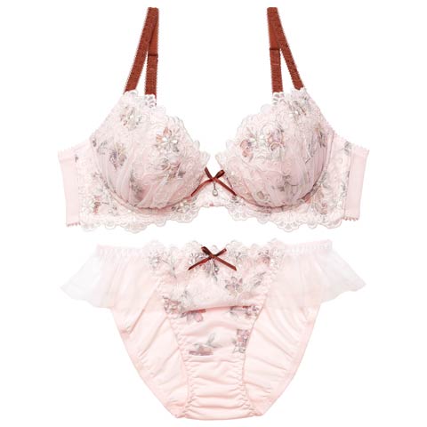 2/20新作!チャーミングフルールガーデンブラジャー&フルバックショーツ［大人気］(ピンク-B65/ショーツM)